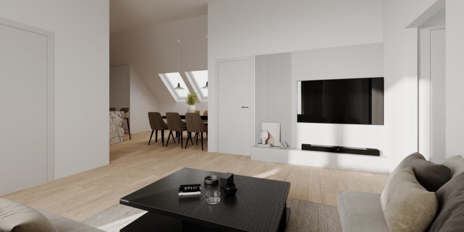 Visualisierung Wohn- und Essbereich Etagenwohnung Bubesheim