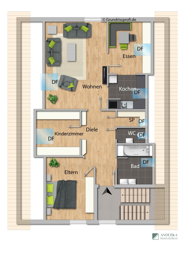 Grundriss Dachgeschosswohnung Leipheim