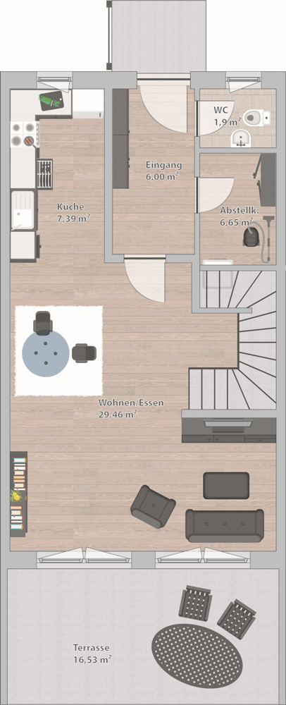 Grundriss EG Reihenmittelhaus Offingen