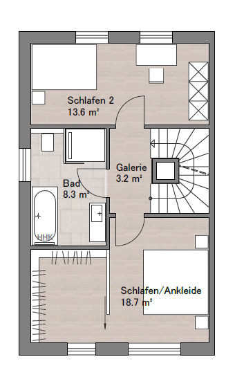 Obergeschoss Doppelhaush�lfte Haunsheim