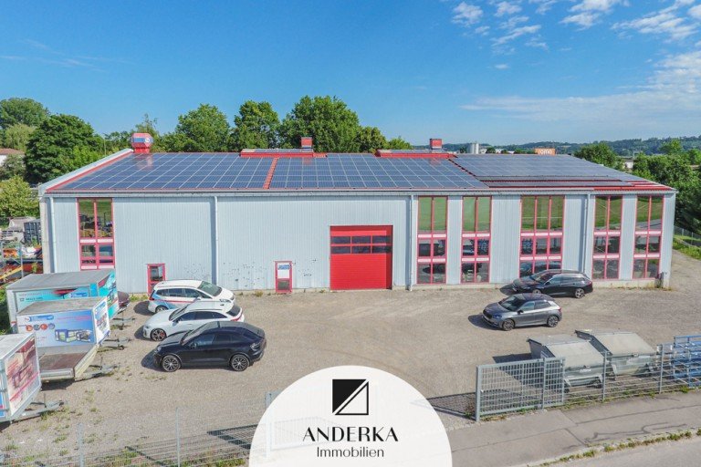 Ansicht Burgau Halle / Lager / Produktion Gro�e Gewerbehalle in Burgau: ca. 1.065 m� Grundfl�che, PV-Anlage & A8 Anbindung
