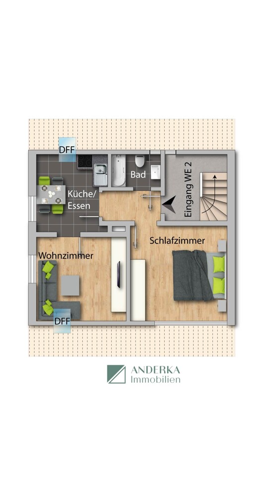 WE 2 Obergeschoss Doppelhaush�lfte Ichenhausen