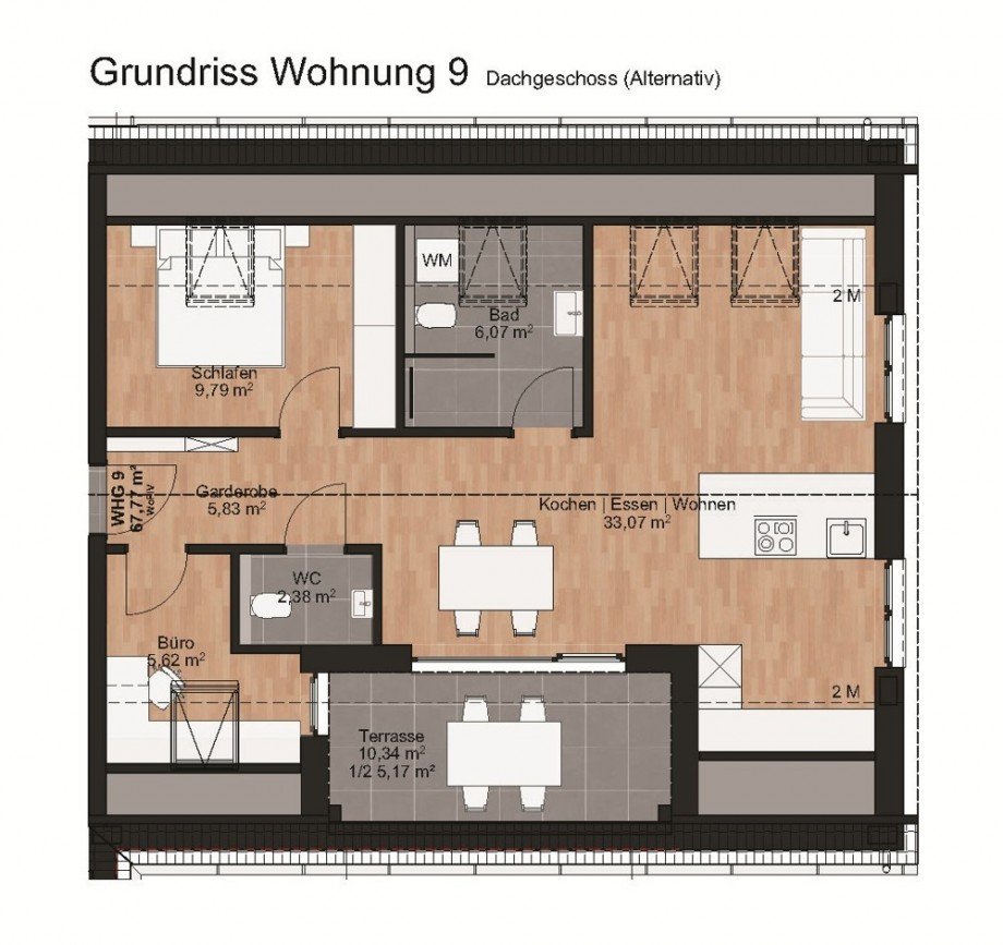 Grundriss mit G�ste-WC Etagenwohnung Bubesheim