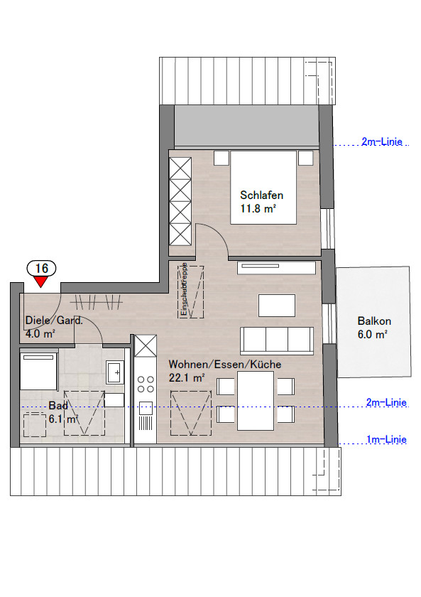 Grundriss Dachgeschosswohnung Haunsheim