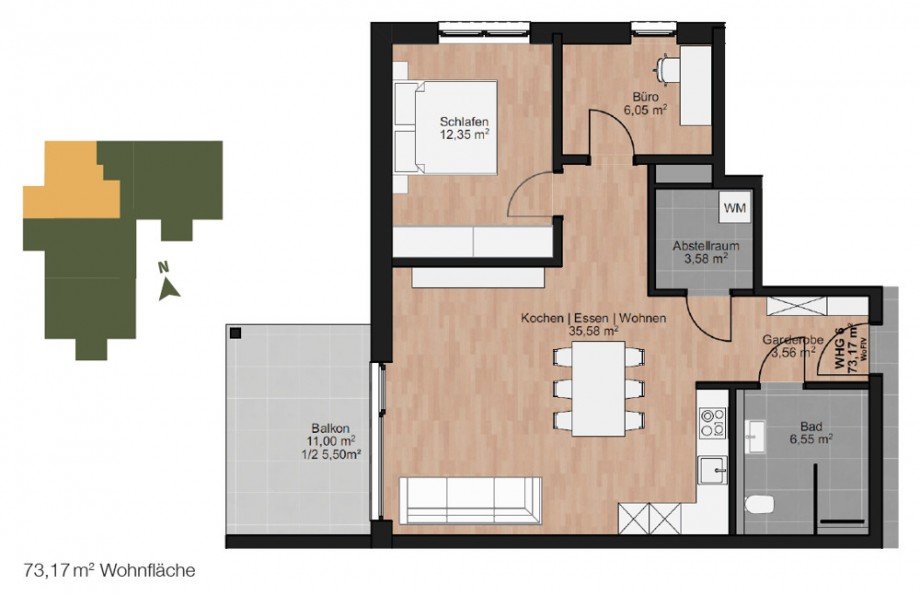 Grundriss Etagenwohnung Bubesheim