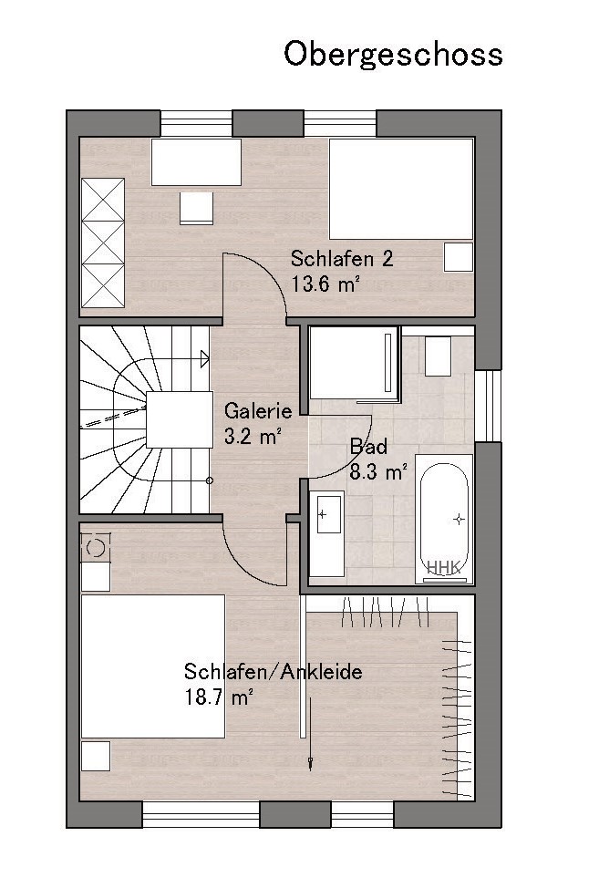 Obergeschoss Doppelhaush�lfte Haunsheim