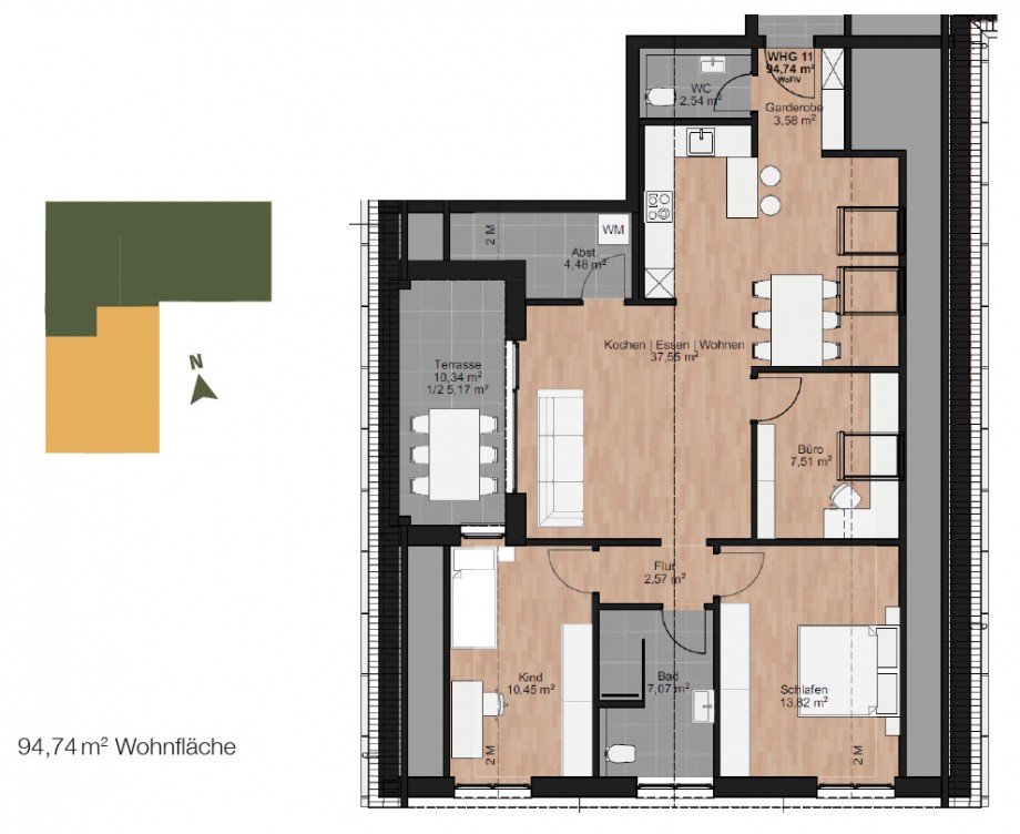 Grundriss Etagenwohnung Bubesheim
