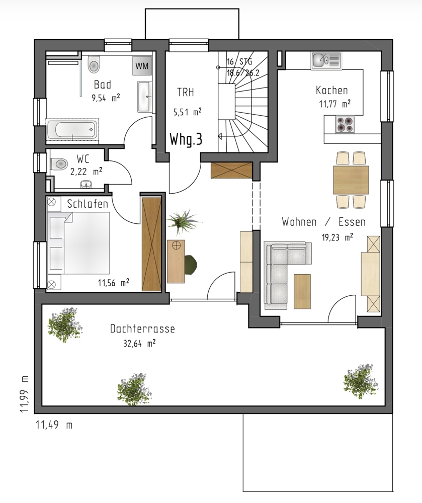 Grundriss Penthousewohnung Laupheim