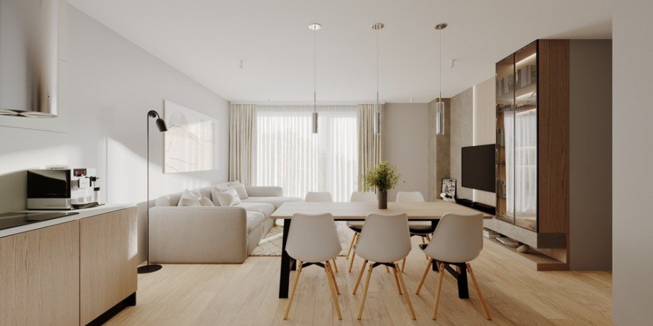 Visualisierung Wohn- und Essbereich Etagenwohnung Bubesheim