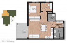 Grundriss Gem�tliche 3-Zimmer Wohnung / Balkon / Neubau / KfW-40