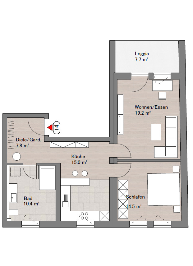 Grundriss Etagenwohnung Haunsheim