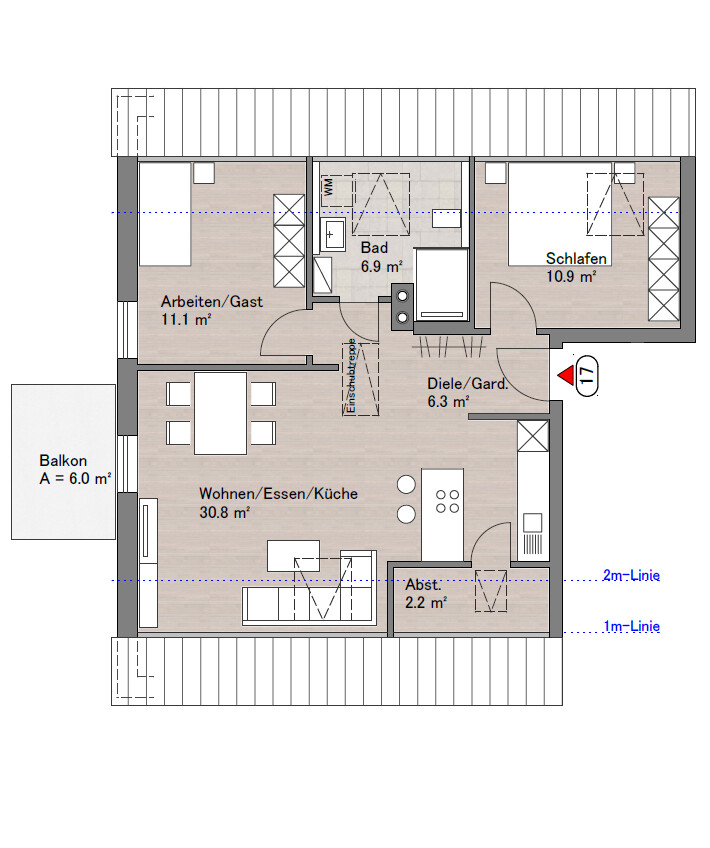 Grundriss Dachgeschosswohnung Haunsheim