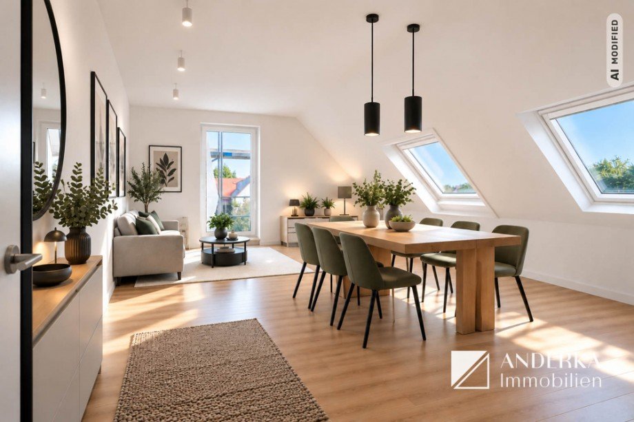 M�gliche Visualisierung Wohn- / Ess- und Kochbereich Dachgeschosswohnung Haunsheim