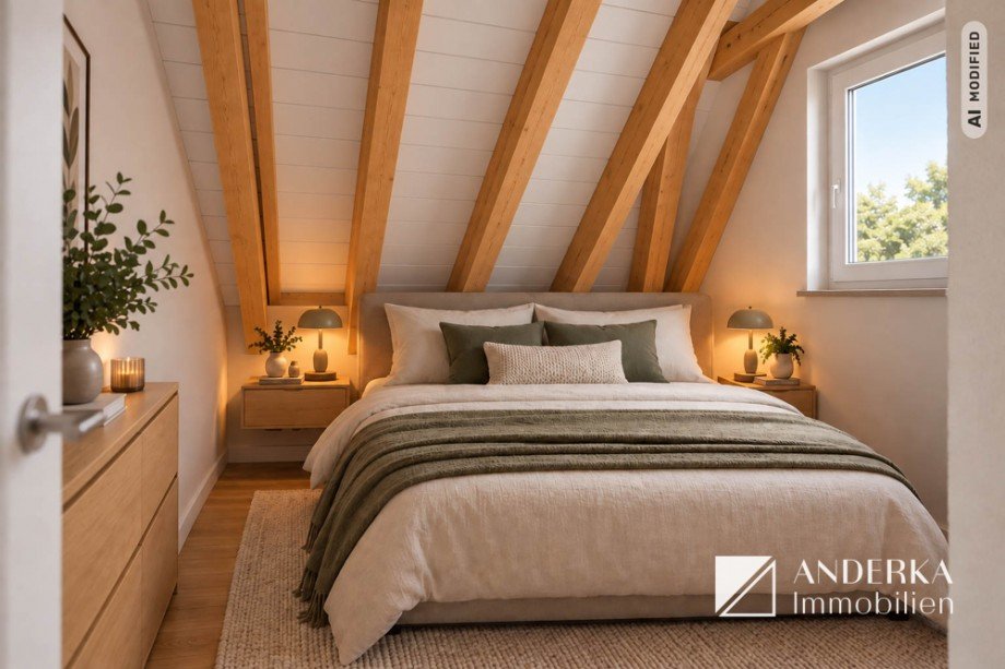 M�gliche Visualisierung Schlafzimmer Dachgeschosswohnung Haunsheim