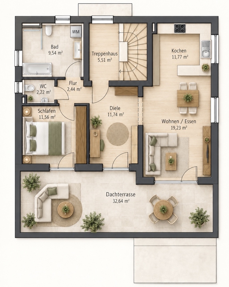 Grundrissplan Penthousewohnung Laupheim