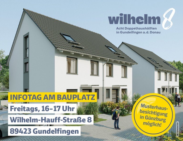  Gundelfingen an der Donau Doppelhaush�lfte INFOTAGE im Oktober, Freitags 16-17 Uhr!Wo? Wilhelm-Hauff-Str. 8, 89423 Gundelfingen a. d. Donau