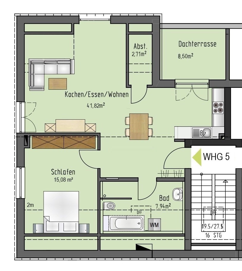 Grundriss Dachgeschosswohnung Dietenheim