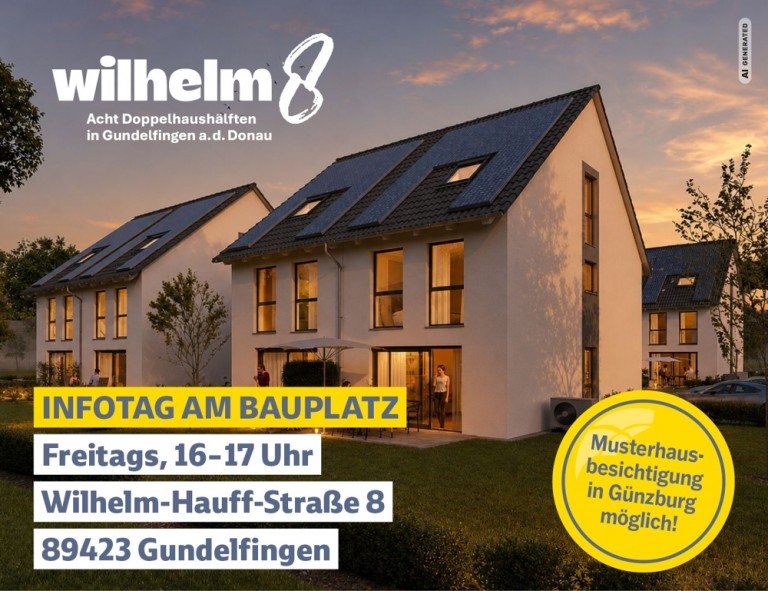  Gundelfingen an der Donau Doppelhaush�lfte INFOTAGE im Oktober, Freitags 16-17 Uhr!Wo? Wilhelm-Hauff-Str. 8, 89423 Gundelfingen a. d. Donau