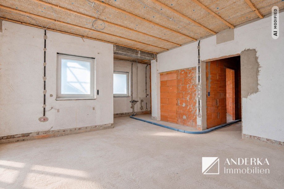 Baufortschritt Wohn- / Ess- und Kochbereich Erdgeschosswohnung Haunsheim