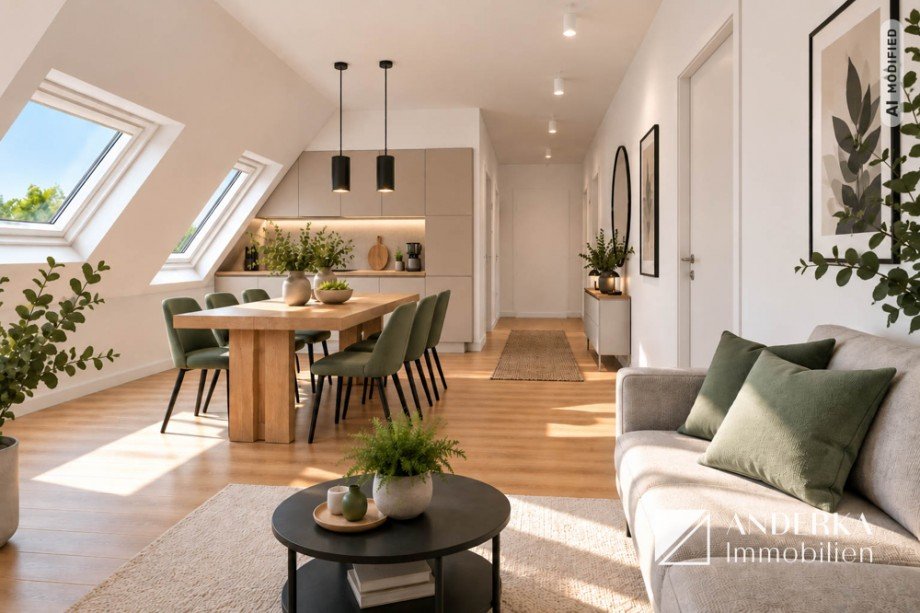 M�gliche Visualisierung Wohn- / Ess- und Kochbereich Dachgeschosswohnung Haunsheim