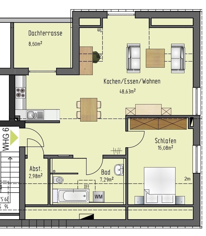 Grundriss Dachgeschosswohnung Dietenheim