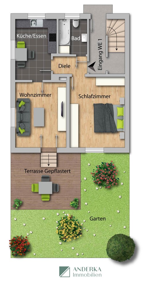 WE 1 Erdgeschoss Doppelhaush�lfte Ichenhausen